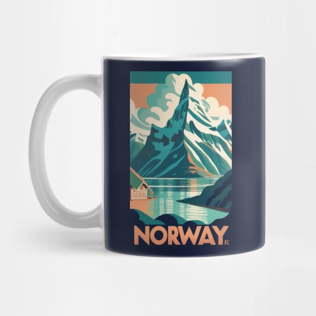 A Vintage Travel Art of the Fjords in Norway by goodoldvintage